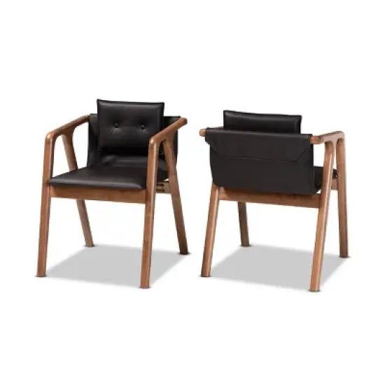 2pc Marcena Imitation Leather Upholstered and Wood Dining Chair Set - Baxton Studio image {10}