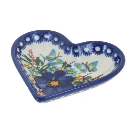 Blue Rose Polish Pottery 392 Vena Heart Dish image {5}