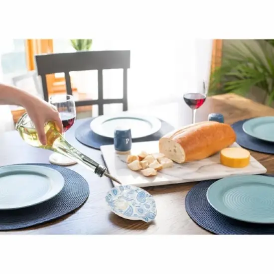 Nat & Jules Blue Paisley 6 x 4 Glossy Ceramic Oval Countertop Spoon Rest image {4}