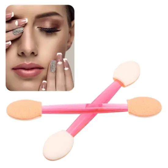 Unique Bargains Dual Sides Sponge Short  Brushes EyeShadow Applicators Pink 50PCS image {1}