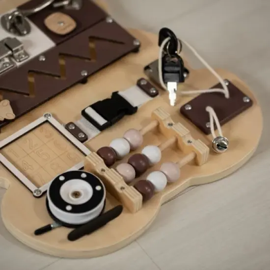 ShpilMaster Wooden Sensory Bear Shaped Learning Toddler Busy Board For Playroom, Nursery, Preschool, and Doctors' Office image {10}