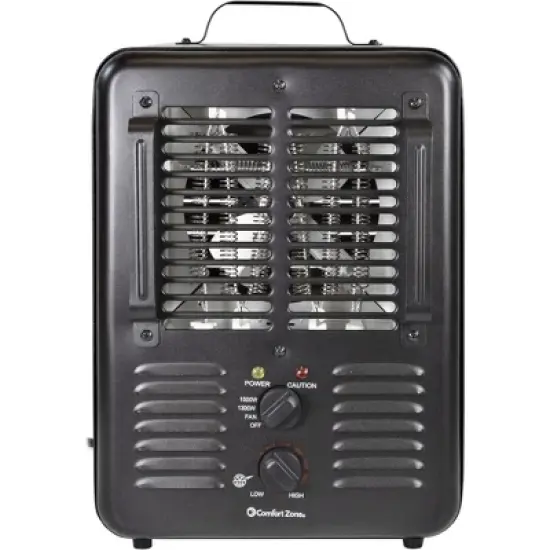 Comfort Zone Electric Portable Milkhouse Style Utility Space Heater with Adjustable Thermostat, 3-Prong Plug, Overheat Protection, Black, 14.5" image {3}