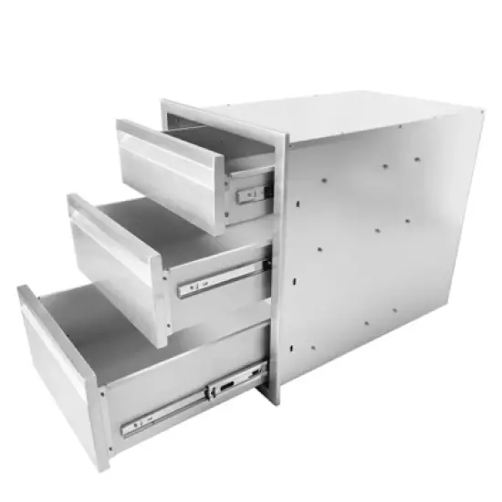 16" W x 21" H x 23" D Stainless Steel Flush Mount BBQ Drawers with Grooved Handle,for Outdoor Kitchen Island or Patio Grill Station image {7}