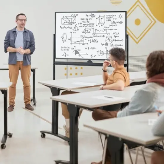 Costway 32 x 48'' Portable Rolling White Board Reversible Dry Erase Board withBlack Markers image {1}