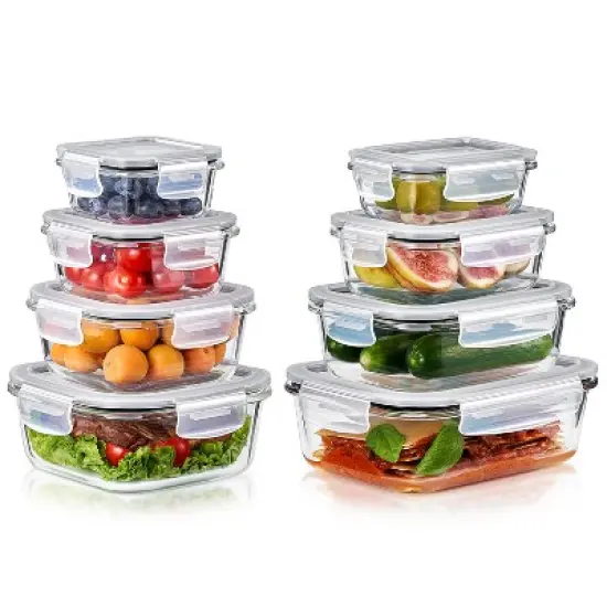 Sorbus 16 Piece Glass Meal Prep Containers with Airtight Lids - Preserves Freshness, Oven Safe, durable, BPA-free image {14}