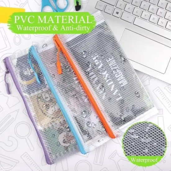 48 Pack Mesh Zipper Pouch Bags - Small, Clear Pencil Pouch Bulk, Travel Storage image {7}