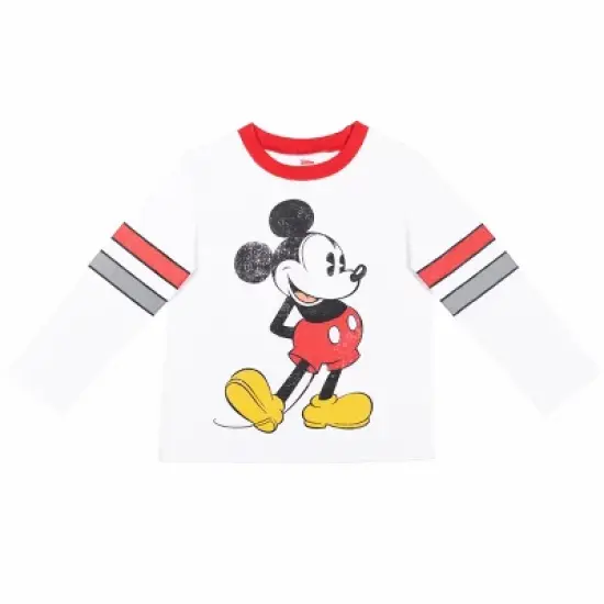 Disney Mickey Mouse Toddler Boys Long Sleeve T-Shirt Fleece Pant Set White/Gray  image {1}