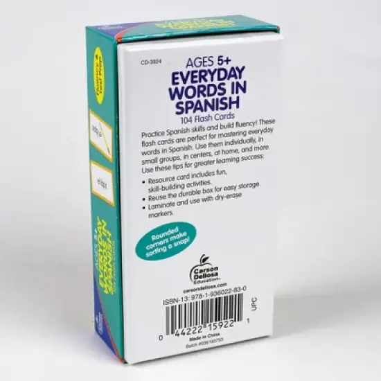 Carson Dellosa Education Everyday Words in Spanish: Photographic Flash Cards, Grade PK-8 image {1}