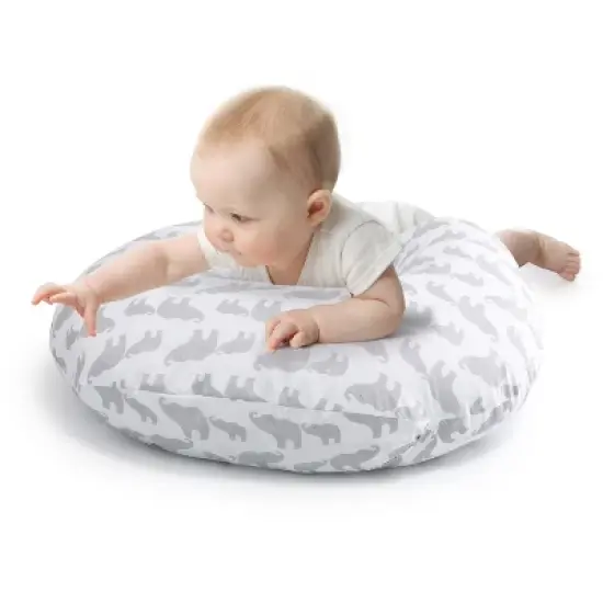 The Peanutshell Nursing Pillow for Breastfeeding, Gray and White Elephant image {3}