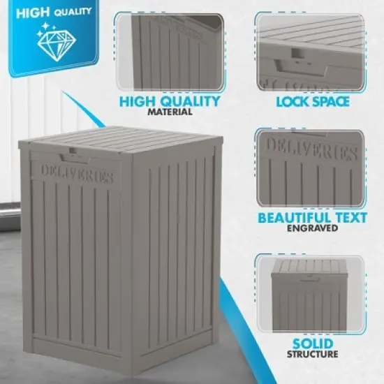 Sersper Multi-Purpose Outdoor Storage Box, 48-Gallon Lockable Trash, Storage, and Parcel Drop Box, Waterproof and Durable Resin Material, Brown image {6}