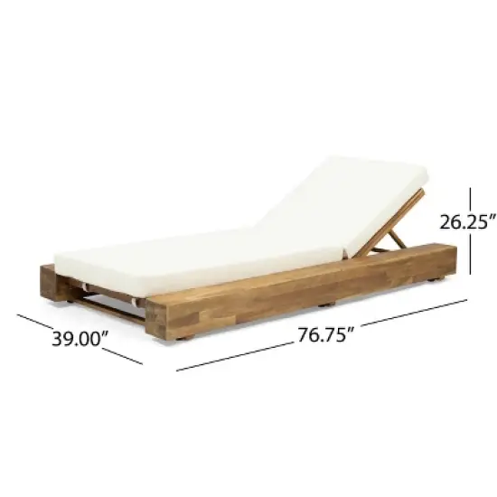 Christopher Knight Home Daphne Patio Adjustable Acacia Wood Chaise Lounge with Cushion (Set of 4) image {2}