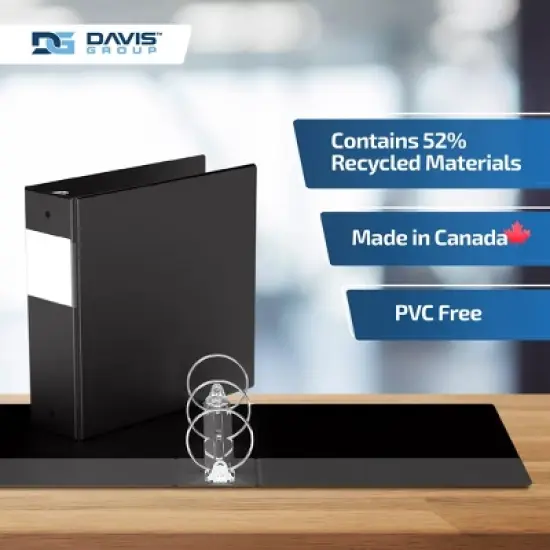 Premium Economy 3" Round Ring Binder 6pk Black: Davis Group, Hard Cover, 600 Sheet Capacity, 2 Pockets, Polypropylene image {6}
