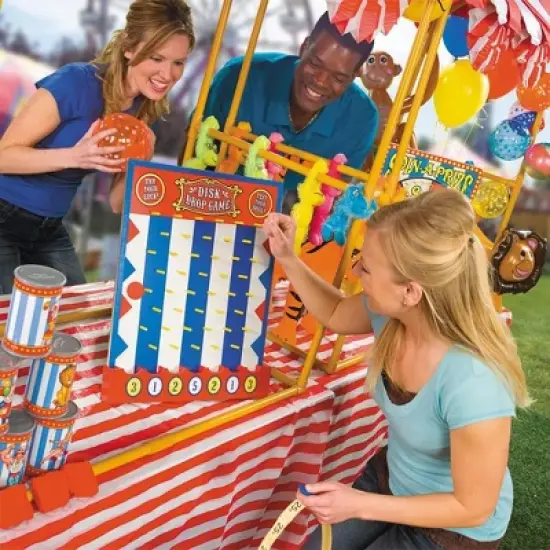 Fun Express Red and White Striped Tablecloth Roll Great for Parties, Carnivals, and Picnics image {2}