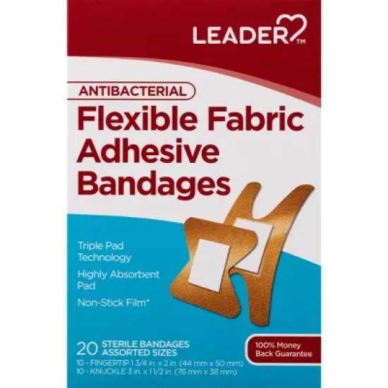 Leader Antibacterial Flexible Fabric Adhesive Bandages 20 ea image {5}