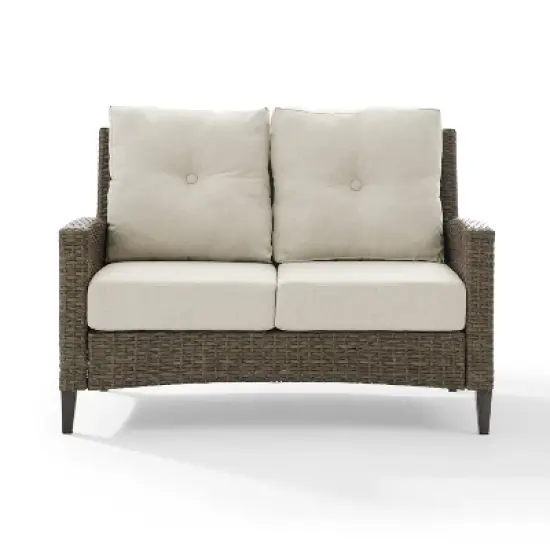 Rockport Outdoor Wicker High Back Loveseat - Crosley image {2}
