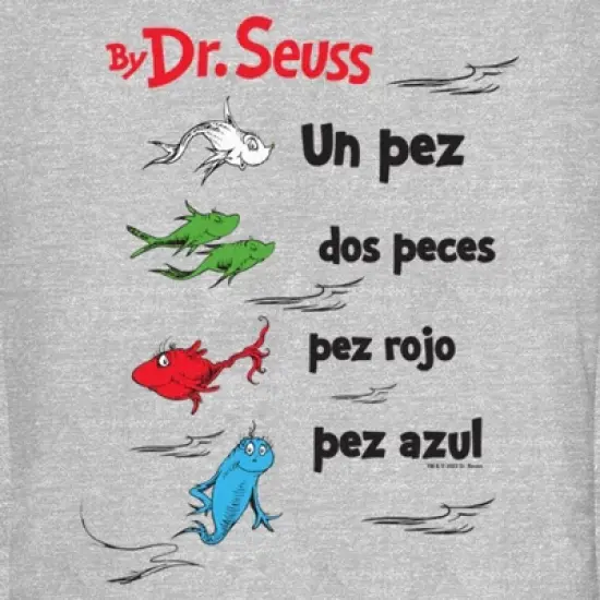 Junior's Dr. Seuss One Fish Two Fish Red Fish Blue Fish Spanish T-Shirt image {1}