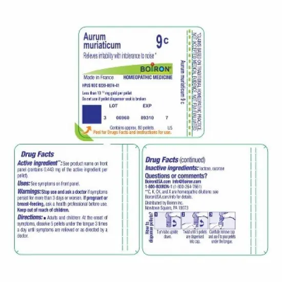 Aurum Muriaticum 9C by Boiron Homeopathic Single Medicine For Stress & Sleep  -  80 Pellet image {1}
