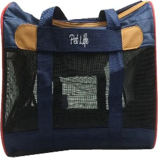 Pet Life Airline Approved Aero-Zoom Lightweight Wire Framed Collapsible Pet Carrier Blue-M image {2}