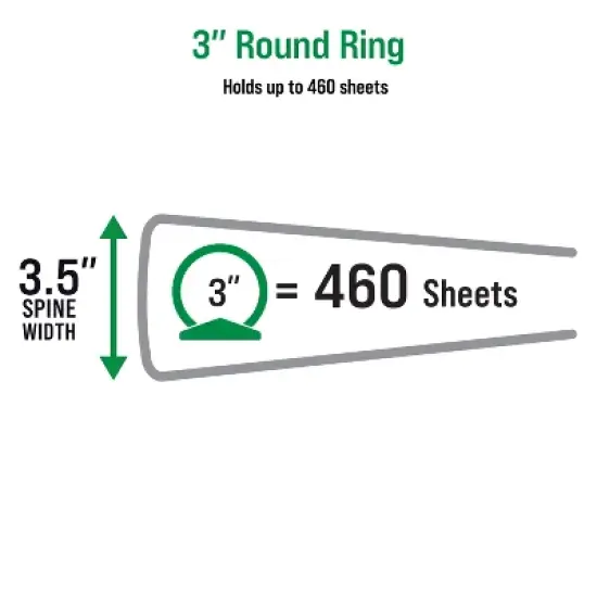 Office Essentials Economy View 3 Ring Binders, 3" Round Rings, 3.5" Spine, 460-Sheet Capacity, Black Binders (12-Pack of 03431) image {3}