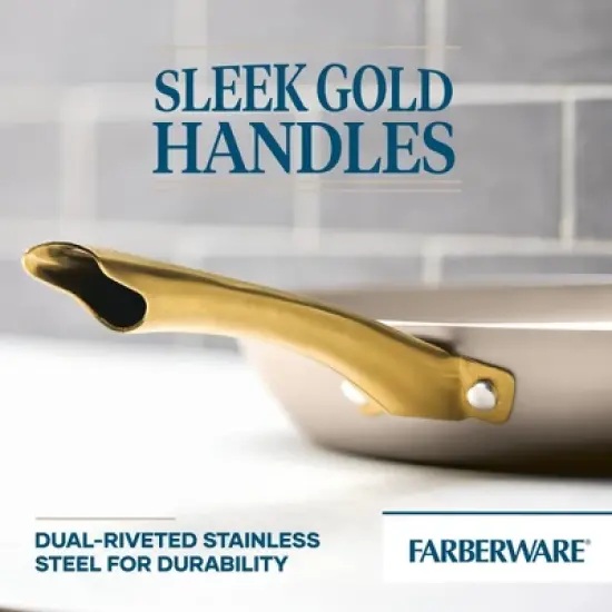 Farberware Radiant 12" Nonstick Open Skillet: Dishwasher-Safe, Gas & Electric Compatible, Phenolic Handle, Beige image {5}