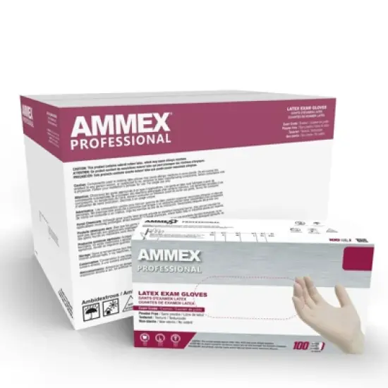 AMMEX Professional Ivory Latex Exam Gloves - Light Duty, Medical Grade - Great for Medical, Dental, Veterinary, Tattoo, and Household and Cleaning image {6}