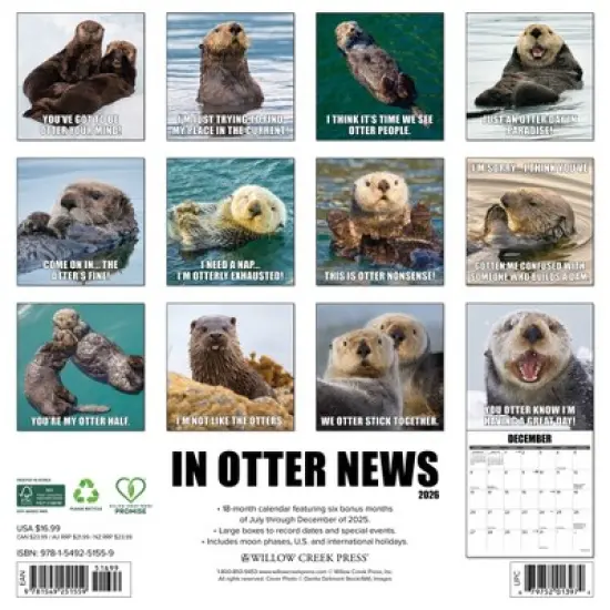 Willow Creek Press 2026 In Otter News Wall Calendar image {1}