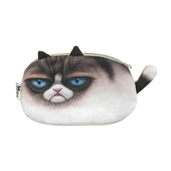 Wrapables Cat Face Cosmetic Pouch Pencil Case (Set of 2), Sad & Grumpy image {3}