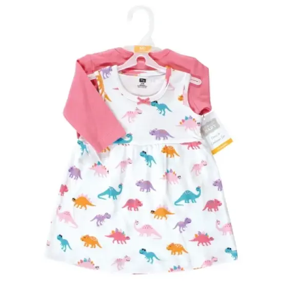 Hudson Baby Infant and Toddler Girl Cotton Dress and Cardigan Set, Cute-A-Saurus image {1}