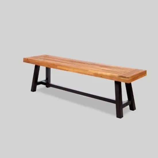 Cooper 6pc Acacia Wood and Wicker Dining Set - Brown - Christopher Knight Home image {3}