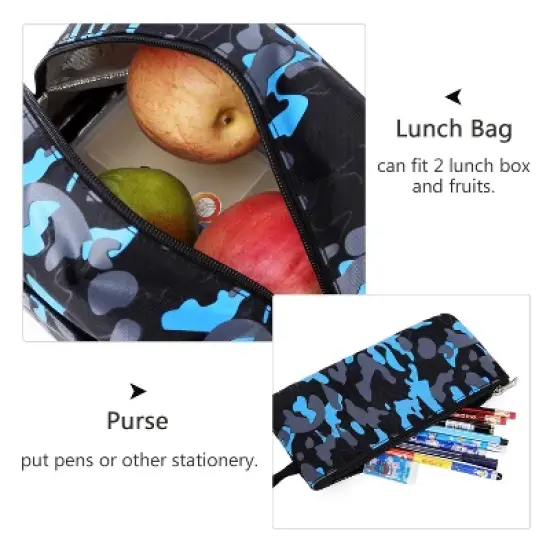 School Backpack for Boys Cool Camouflage Bookbags with Lunch Box Pencil Case 3pcs for Middle School image {3}