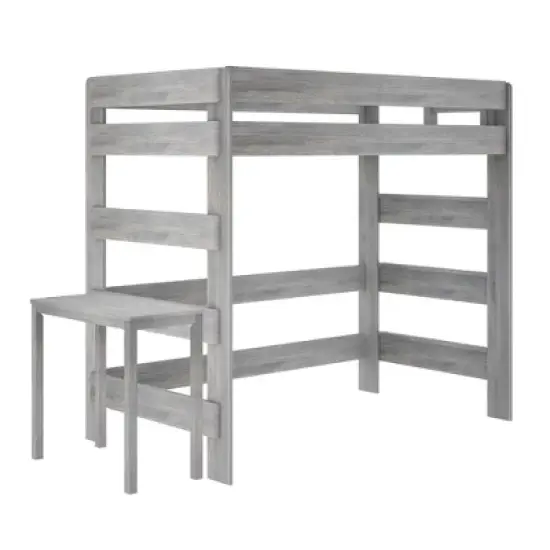 Max & Lily Farmhouse High Loft Bed with Desk image {6}