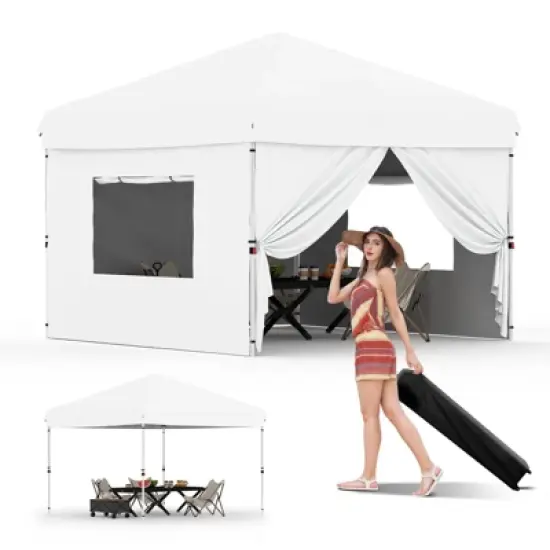 10x10FT Instant Pop-Up Canopy Tent with 4 Removable Side Walls &ndash; Commercial-Grade Outdoor Shelter System for Events, Black image {13}