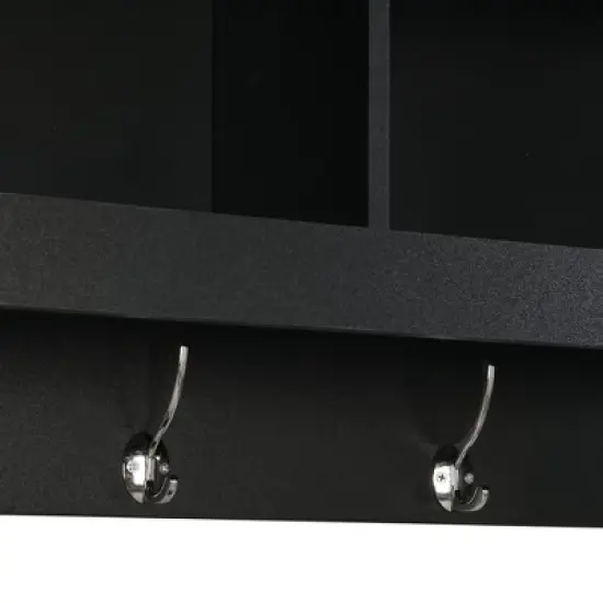 MOEPISY Elegant Hall Tree with Wall Mounted Coat Rack, Entryway Organizer For Hallway, Foyer, Mudroom, Black image {11}