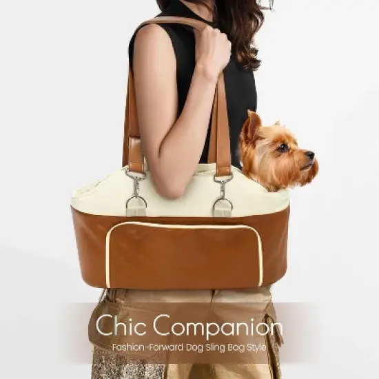 MaseiKar Dog Car Seat for Small Dogs, Washable Pelsbarn Dogs Bed with Non-Slip Base, Waterproof Dog Booster Seat for Car with Storage Pockets,Brown image {3}