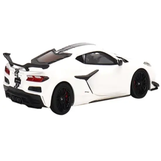 2023 Chevrolet Corvette Z06 Arctic White with Black Stripes 1/43 Model Car by True Scale Miniatures image {2}