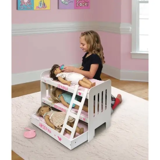 Badger Basket Trundle Doll Bunk Bed with Ladder and Free Personalization Kit - White/Pink image {4}