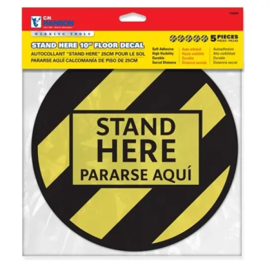 C.H. Hanson CH Hanson Bilingual Yellow Social Distancing Decal 0.08 in. H X 10 in. W - Case of 12 image {1}