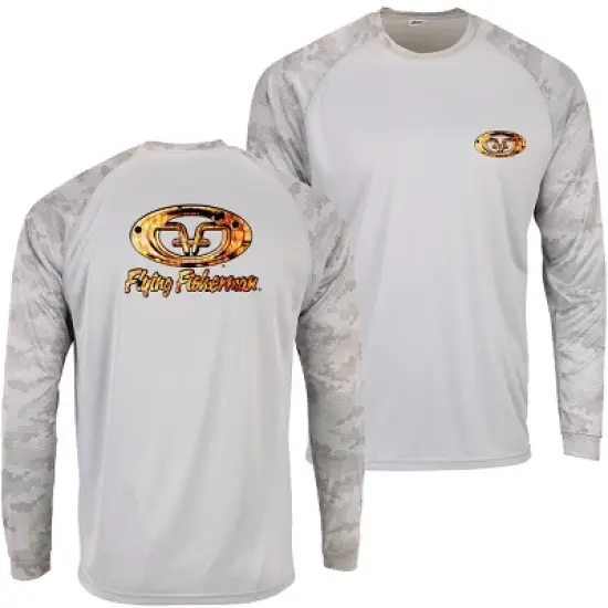 Flying Fisherman Redfish Skin Performance Long Sleeve T-Shirt - Aluminum image {5}