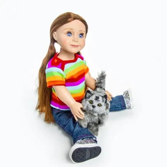 The Queen's Treasures 18 Inch Doll Pet Realistic Grey Striped Kitty Cat image {6}