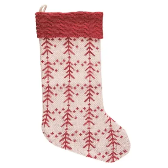Transpac Polyester 19 in. Multicolor Christmas Plush Tree Pattern Stocking Set of 3 image {3}