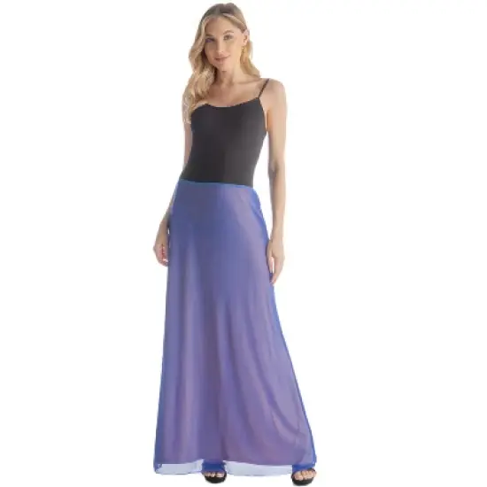 Womens Elastic Waist Sheer Fabric Overlay Maxi Skirt image {7}