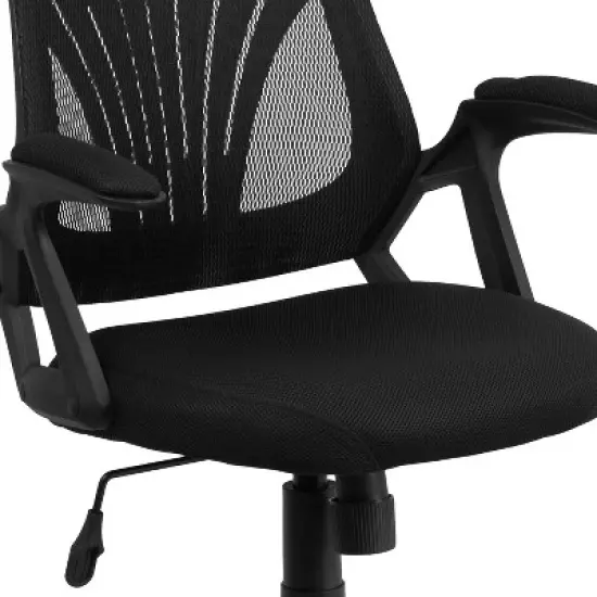 Flash Furniture Mid-Back Designer Black Mesh Swivel Task Office Chair with Open Arms image {5}
