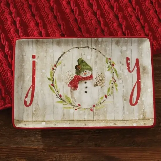 Park Designs Farmhouse Snowman Platter - Red image {1}