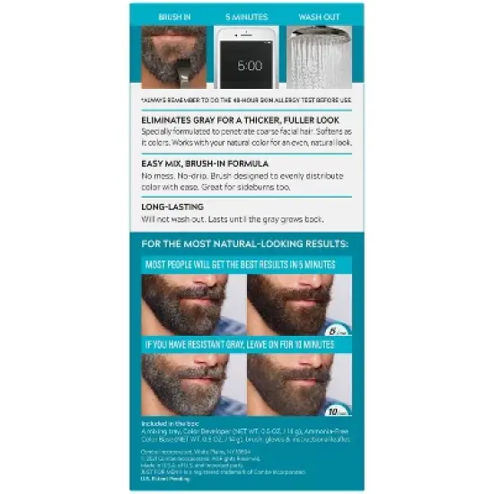 Just For Men Mustache & Beard Coloring for Gray Hair with Brush Included - 3pk image {1}