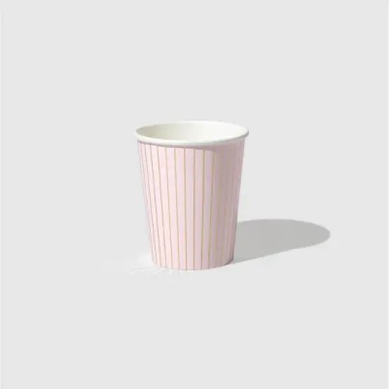 Pale Pink Pinstripe Cups (10 per pack) image {4}