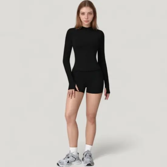 Anna-Kaci Active Women's Long Sleeve Zip-Up Athletic Jacket with Thumbholes and High Neckline image {2}