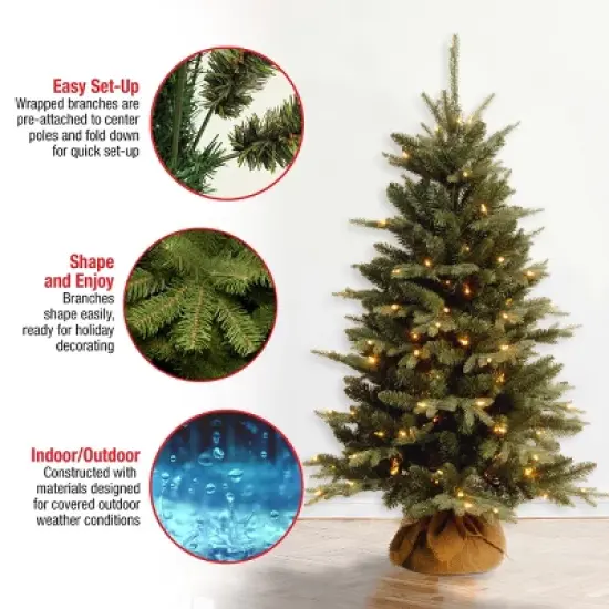 4' Prelit Evergreen Artificial Christmas Tree in Burlap Bag Clear Lights - National Tree Company image {4}