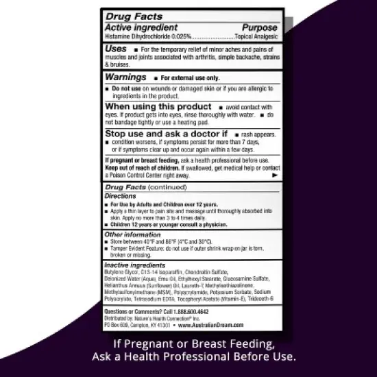 Australian Dream Arthritis Pain Relief Cream - For Muscle Aches or Joint Pain image {1}