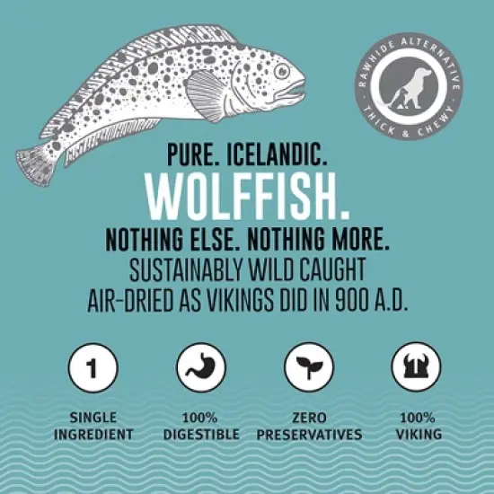 Icelandic+ Sticks & Pieces: Wolffish 9oz - Pure Fish Skin Dog Treats, Air-Dried Single Ingredient Long Lasting Chews image {2}