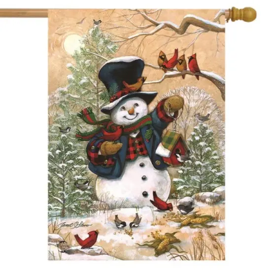 Briarwood Lane Winter Friends Primitive House Flag Snowman Cardin image {1}